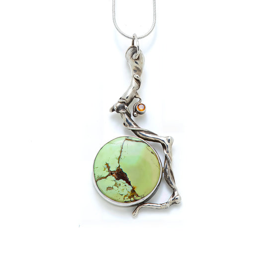 Sterling silver pendant with citrine and citron magnesite